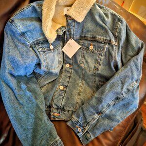 Kancan Women's Denim Jacket with Sherpa Lining